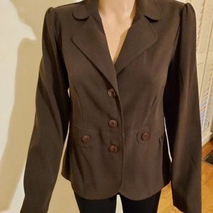 NOTATIONS BROWN BLAZER SHOULDER PADS PEPLUM IN FRONT AND BACK SIZE S NWOT